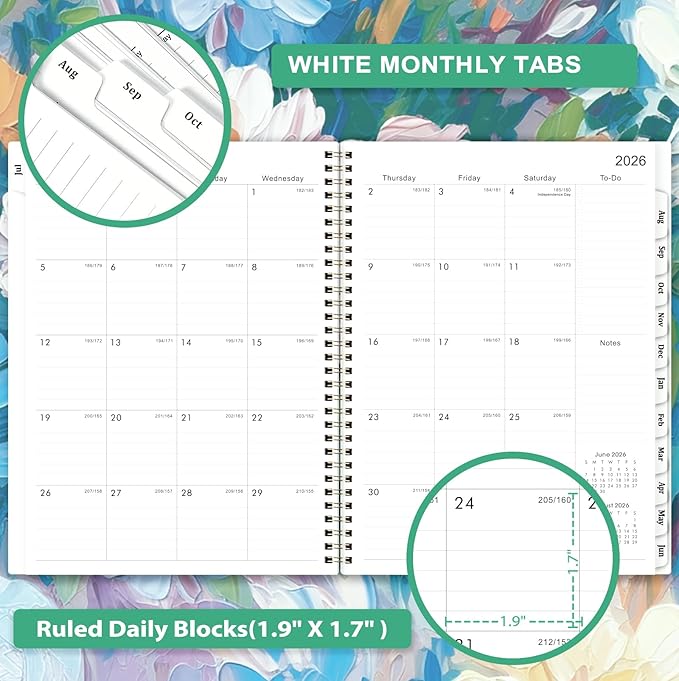 Planner 2026-2027 - 2026-2027 Planner Weekly and Monthly, July 2026 - June 2027, 8.5" x 11", Academic Planner 2026-2027 with Marked Tabs, Back Pocket, Perfect Daily Organizer - Floral