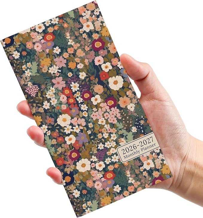 Pocket Calendar 2026-2027 for Purse, Two Year Monthly Planner Pocket Size 6.5" x 3.5", Jan 2026 - Dec 2027 Monthly Planner Small Calendar for School, Work and Home - Garden
