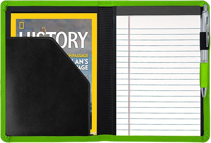 Padfolio/Portfolio Binder, Mini Padfolio Portfolio Binder 5 x 8 Legal Writing Pad, A5 Document Organizer Folder for Men Women,Green.