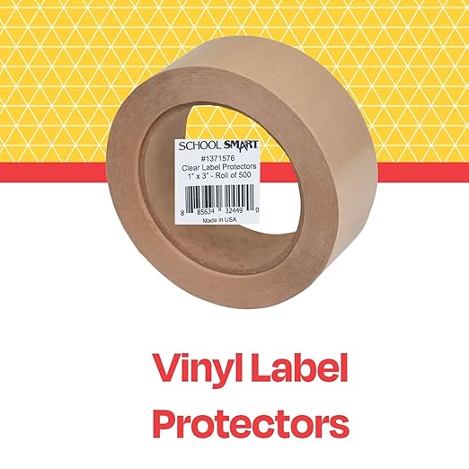 School Smart Vinyl Label Protectors, Round Corner Rectangle, 1 x 3 Inches, Clear, Pack of 500