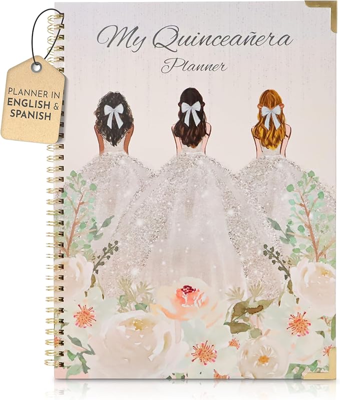 Happy 15th Birthday My Quinceanera Planner Bilingual English Spanish with to-do lists, Budget Tracker, Guest Lists, Mis Quince Party Ideas for XV Años celebration by iPlanner Pro XV Collection Neutral (Neutral - Floral)