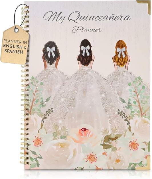 Happy 15th Birthday My Quinceanera Planner Bilingual English Spanish with to-do lists, Budget Tracker, Guest Lists, Mis Quince Party Ideas for XV Años celebration by iPlanner Pro XV Collection Neutral (Neutral - Floral)
