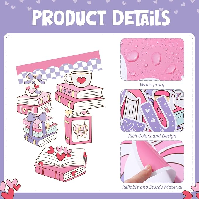 Eaasty Valentines Reading Bulletin Board Set Read Your Heart Out Classroom Bulletin Board for Library School Reading Corner Home Door Valentines Decorations