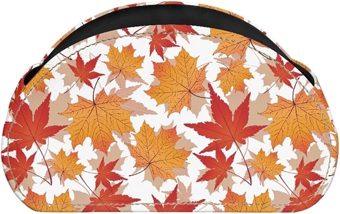 FUSURIRE Fall Maple Leaves Tv Remote Controllers Holders for Desk Bed Couch Sofa, PU Leather Desk Storage Box Cosmetic Cup Multi-functional Pencil Holder, Autumn Theme Home&Office Accessories