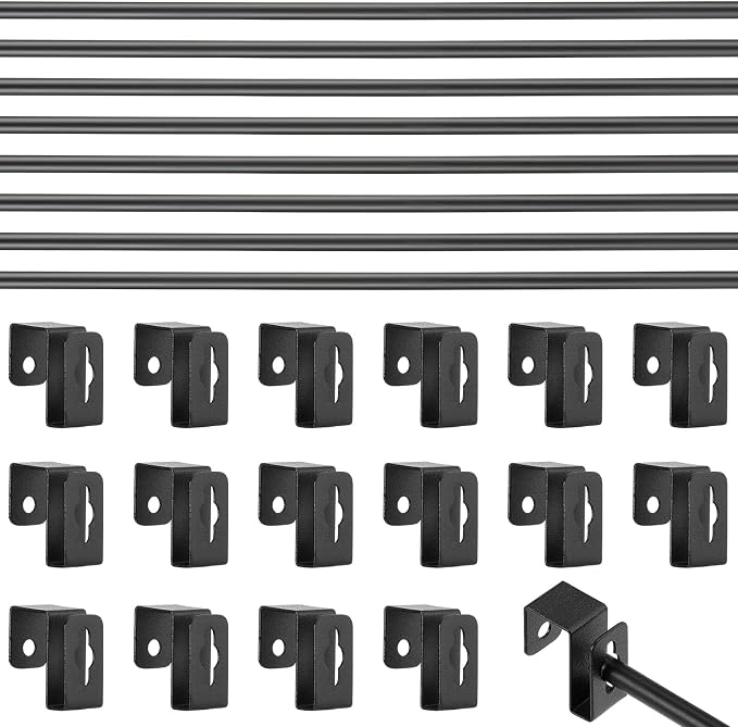 8 Set 24 Pcs Black Metal Hanging File Bracket Clips 16 Hanging Rail Clip 8 File Cabinet Rails Fits 1/2 Drawer Side Document Folder Frame Document Hangers for Cabinets Storage