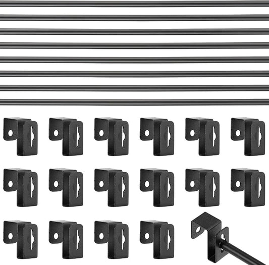 8 Set 24 Pcs Black Metal Hanging File Bracket Clips 16 Hanging Rail Clip 8 File Cabinet Rails Fits 1/2 Drawer Side Document Folder Frame Document Hangers for Cabinets Storage