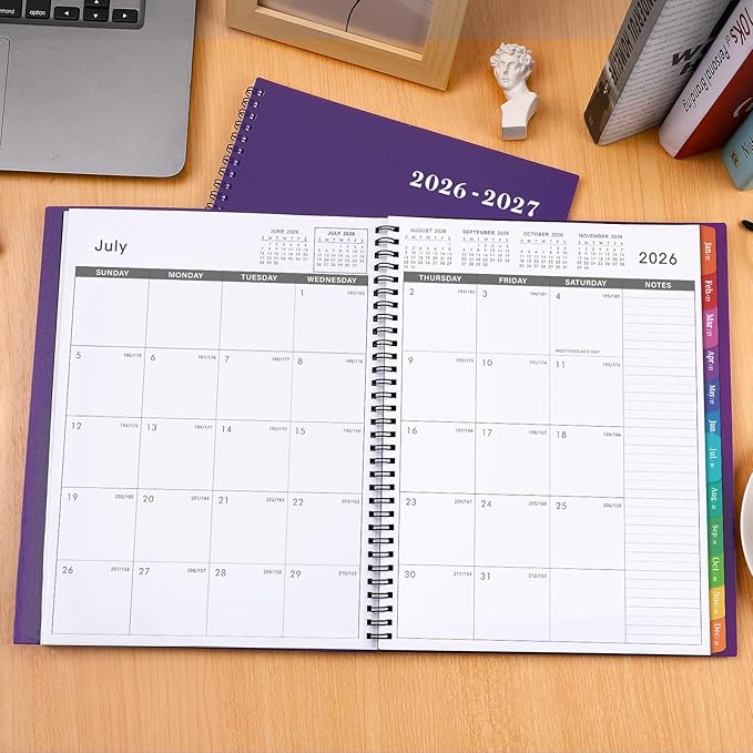 2026-2027 Monthly Planner - 18-Months Monthly Planner/Calendar 2026-2027, JUL. 2026 - DEC. 2027, 9'' x 11'', 26-27 Monthly Planner with Colorful Month Tabs - Purple