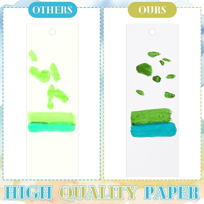 Sinmoe 120 Pcs Color Your Own Bookmarks 6 Styles Watercolor Bookmarks to Paint Card Stock Paper Watercolor Colorful Tassels Craft DIY for Classroom Projects Gifts Tags 5.9 x 2 Inch