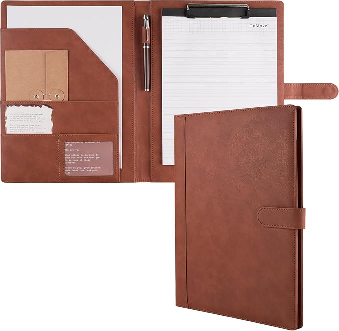Professional Padfolio Binder with Clipboard Ideal Organizer for Business Perfect Size 9.6 in x 12.8 in Durable Portfolio for Professionals Students Presenters Brown
