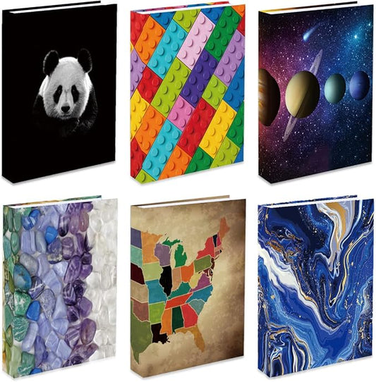 6 Pack Stretchable Book Covers, Jumbo Book Sleeves for Hardcover Books Textbooks up to 9 x 11 Inches, Reusable, Washable and Protective Textbook Covers for School Kids Boys Girls