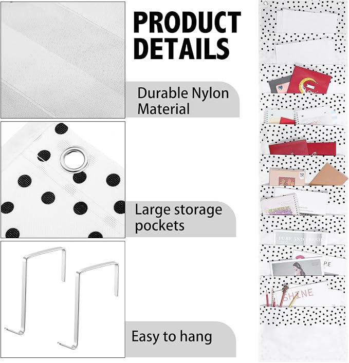 MotiMind 10 Pockets Wall Hanging File Folders File Storage Pocket Chart for Classroom Hanging Wall Organizer with 2 over the Door Hangers, 58" x 14" for School Classroom Office Home(Boho)