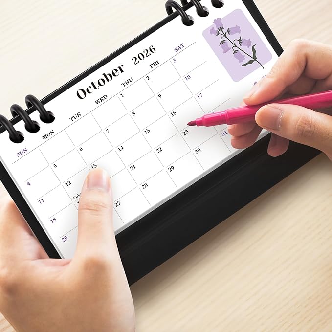 KONVINIT Desk Calendar 2025-2026, 6.3" x 3.1", 2026 Desk Calendar - Runs From Sep. 2025 Until June. 2027, 24 Months Small Desktop Calendar for School, Home and Office Supplies