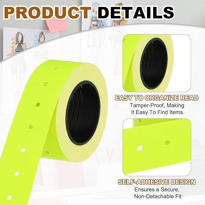 PATIKIL Pricing Labels, 10 Rolls 5000 Price Price Gun Labels Self-Adhesive Rectangular Puzzle Shape Marker Tag Stickers for Date Gun, Yellow