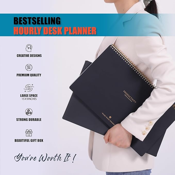 Undated Weekly Planner with Hourly Schedule - 54 Sheets Large Desk Appointment Book Is Great for Appointment-Based Jobs Like Real Estate, Personal Training, Photography, Students and Teachers
