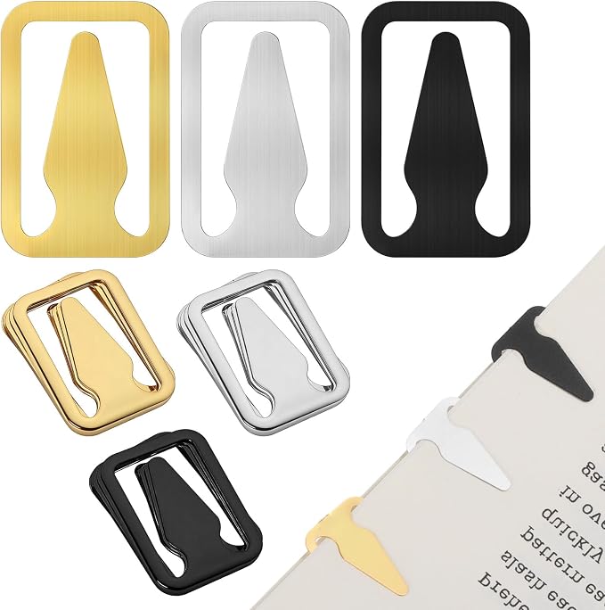 150Pcs Book Darts Bookmarks Metal Page Clips Book Darts for Reading Portable Books Markers for Reading Teachers Students Books Lovers School Work Stainless Steel (Silver, Gold, Black)
