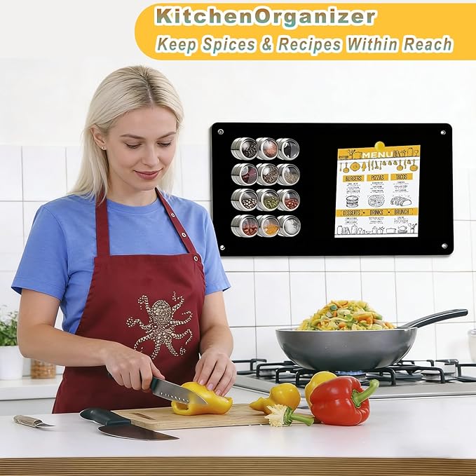 16" x 12" Magnetic Board, Black Magnet Bulletin Board to Display Magnetic Letters, Suitable for Wall, Refrigerator, Compartment, Cabinet etc, with Dual Lock Tape and Screws for Easy Hanging