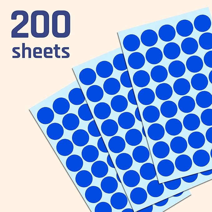 TownStix 8000 Pack, 3/4" Round Dot Stickers Circle Labels - Blue