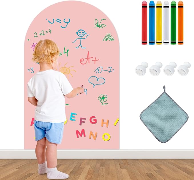 Magnetic Wall Decal for Kids,32x40 Inch Arched Magnetic Chalkboard for Wall,Suitable for Home Decoration Wallpaper and Children's Game Room (Light Pink, 16x24 Inch)