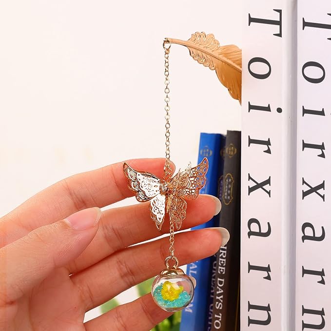 Teacher Appreciation Gifts for Women - Metal Feather Bookmark with 3D Butterfly Charm – Mother’s Day Gifts for Mom, Thank You Gifts, Book Lover Gift Under 10 Dollars, Gift Box Included