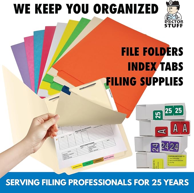 Pink File Folders, Doctor Stuff, Letter Size Reinforced End Tab Folder with 2" Bonded Fastener on Inside Front and Back, 14 pt Stock, Carton of 250