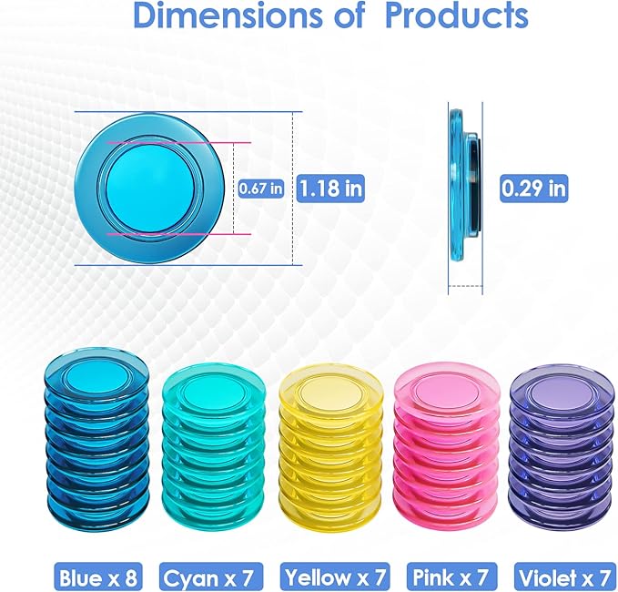 MaxGear Whiteboard Magnets, 36 Pack Round Strong Refrigerator Magnets with Storage Box, 3 cm Colored Strong Magnets, School Supplies for Classroom, Teachers, Office, Fridge and Home (5 Colors)