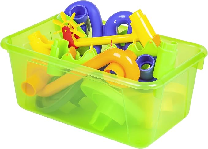 Storex Small Cubby Bins – Plastic Storage Containers for Classroom, 12.2 x 7.8 x 5.1 inches, Candy Green, 5-Pack (62477A05C)