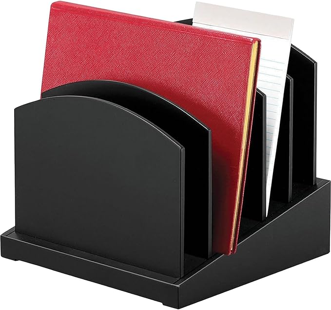 Victor Midnight Black Wood Incline File Sorter, 5 Compartments, 9.75" H x 9.75" W x 9.75" D