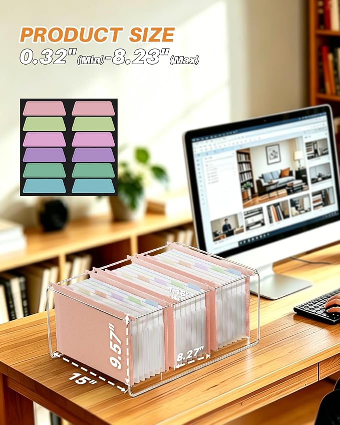 Ansook Hanging File Folders Legal Size, 7-Pocket Accordion Organizer with 1.2" Expansion, Hanging Folders for Filing Cabinet, Expandable File Folder Organizer Designed for Bulky Files, Medical Chart