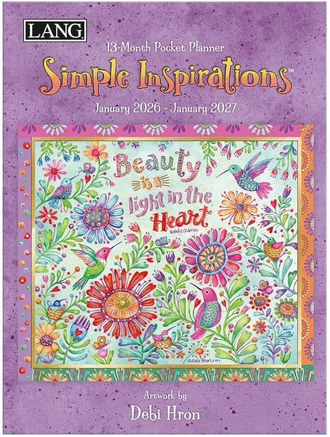 Lang, Simple Inspirations Monthly 2026 Pocket Planner, 4.9'' X 6.6'', Weekly Calendar with Case Binding