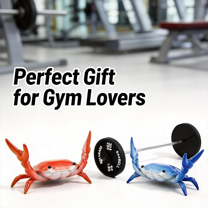 4Pcs Weightlifting Crab Pen Holder with Mini Barbells, Funny Desk Decor Organizer Accessories Set, Novelty Office Gifts for Coworkers Adults Men, Cute Stand for Pencils Makeup Brushes(Red+Blue)