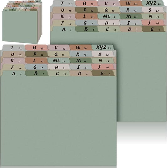 75 Pcs Alphabet File Dividers A-z Top Tab Guides Set, Letter Size Alphabetical File Divider with 5 Tabs for Cabinet Heavyweight Desk Organizer for School Office(Morandi Colors)