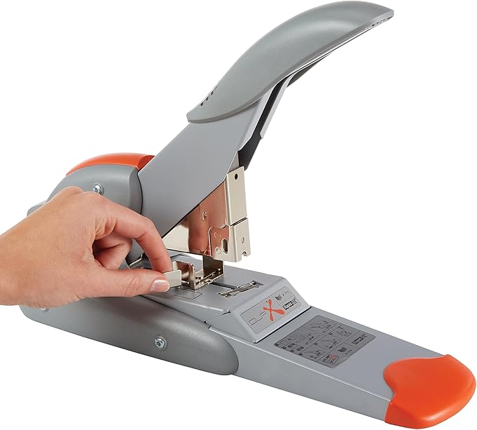 Rapid 21698301 DUAX Heavy Duty with Staples, Stapler, Flat Clinch, Dual Technology, Silver/Orange, 170 Sheet Capacity