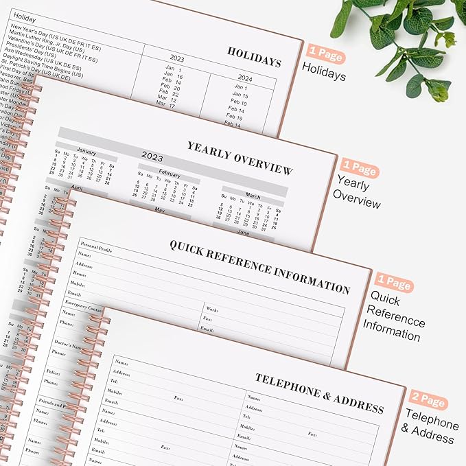 Asten Daily Planner with To Do List, Hourly Agenda, Spiral Notebook - Day Planner for Women, Men & ADHD - 8.5" x 11" (Pale Pink)