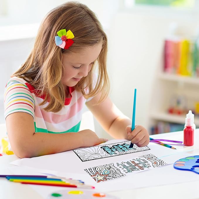 Gersoniel 120 Pieces Color Your Own Bookmark Inspirational Bookmarks for Students DIY Coloring Double-Sided Motivational Page Clip Personalized Inspirational for Kids Students Reading Activity Gift