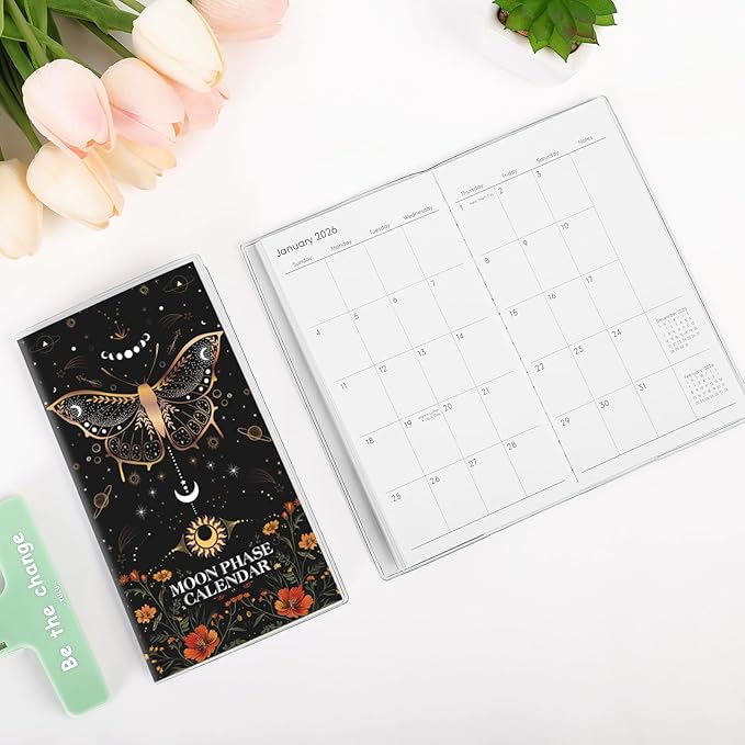 KONVINIT Pocket Calendar 2025-2027, Moon Phase Monthly Planner 2025-2027 - 3.7" x 6.7" - Runs from July 2025 Until December 2027, Lunar Calendar 2026 for Planning and Organizing