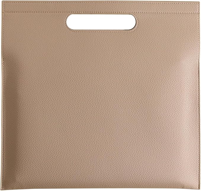 Premium PU Leather Waterproof File Folder & File Jackets & File Pockets Easy to Clean Document Organizer, Multi-Color Options, 13.34x12.56in, Ideal for Students & Professionals (Apricot)
