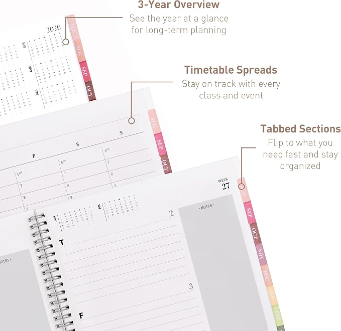 Rileys Academic Planner 2026-2027, Daily, Weekly & Monthly Planner, July 2026 - June 2027, Student Notes Pages, Twin-Wire Binding, Weekly Agenda for School & Work (8.5 x 11-Inches, Chunky, Black)