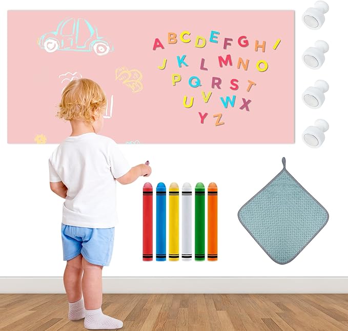 Magnetic Wall Decal for Kids,32x40 Inch Arched Magnetic Chalkboard for Wall,Suitable for Home Decoration Wallpaper and Children's Game Room (Light Pink, 16x40 Inch)