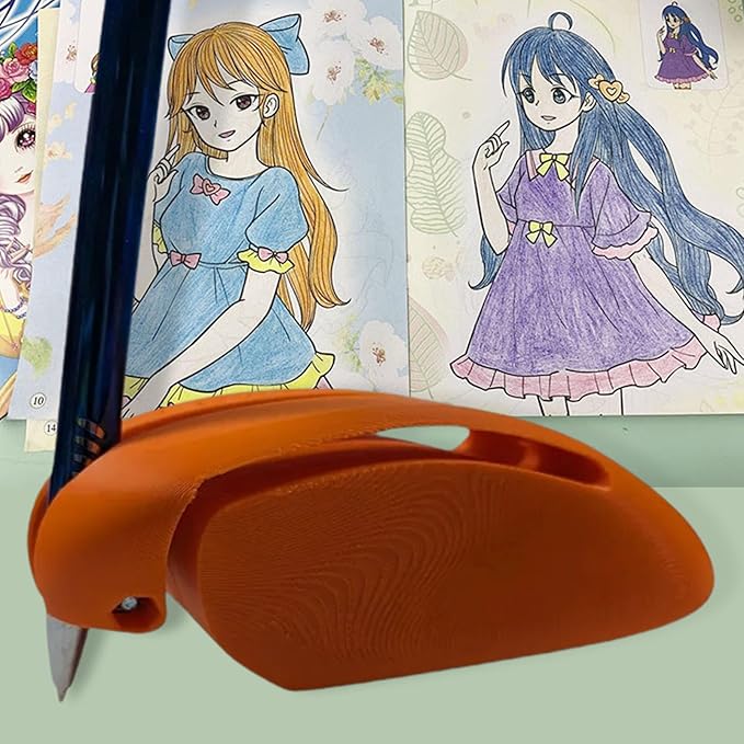 Assistive Writing & Drawing Device, Adaptive Tool for Easy Sketching and Note-Taking, Promoting Independence Better Control Finger Holder Tool for Both Left Right Hands (Orange)