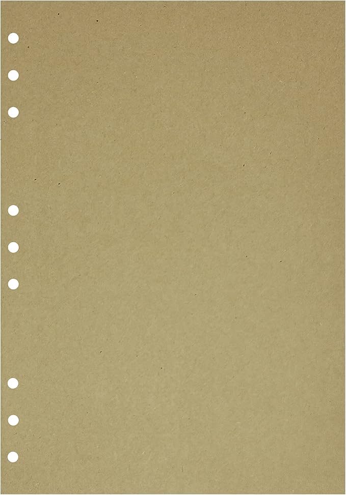 Zelten 1 Pack B5 45 Sheets/90 Pages Kraft Loose Leaf Punched Paper Refills Paper for 9 Hole Binder Personal Organizer Diary Notebook Refillable Planner