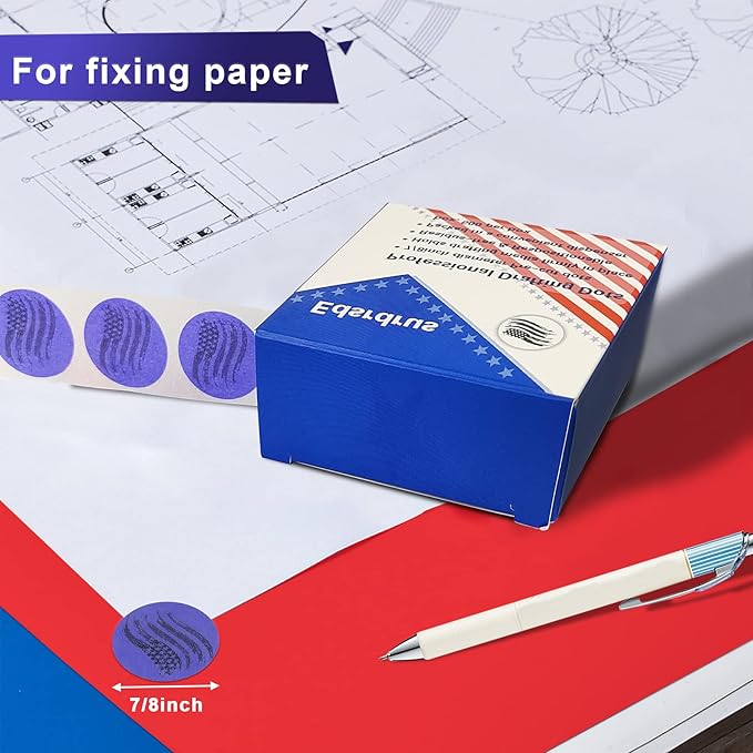 EDSRDRUS 3 Pack Drafting Dots 7/8" Diameter, Low Tack, Easy Removal, Pre-Cut Tape for Tracing, Drawing, Positioning, Roll of 500 Per Box (White)