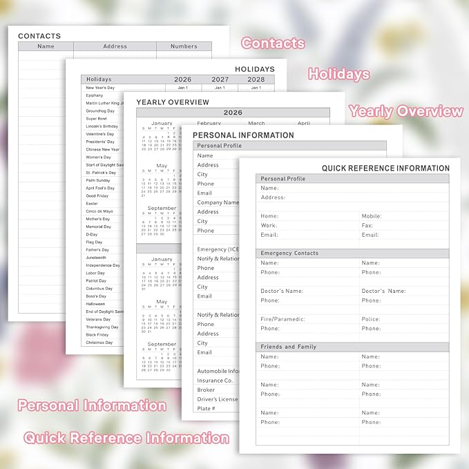 Planner 2026-2027, Weekly and Monthly Academic Planner, Jul 2026 - Jul 2027, 8.5"x11" Large Hardcover Daily Planner Calendar with Tabs for Women, Year Planning Agenda for Teacher and Student (Flowers-1)