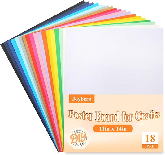 Joyberg 18 Pack Poster Board, 11in x 14in Colorful Poster Boards, Posterboard, Poster Board Paper for Crafts, DIY, Drawing
