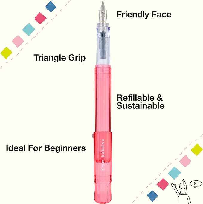 Pilot Kakuno Fountain Pen, Coral Barrel, Fine Nib