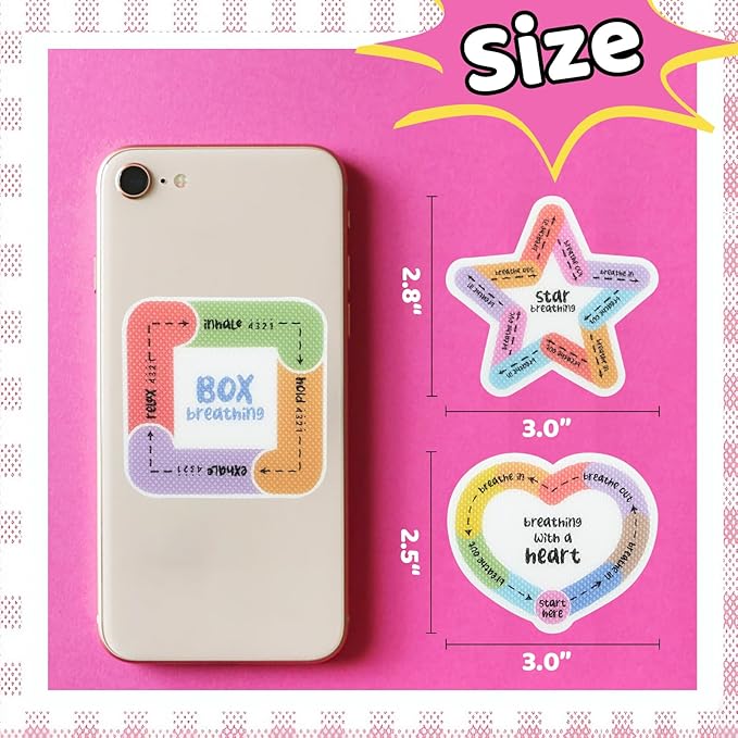 36 PCS Sensory Stickers Calm Strips, 2 Textures Anxiety Relief Items Mental Health Stickers Stress Relief Gifts Mindfulness Breathing Fidgets for Classroom Desk School Office Counselor