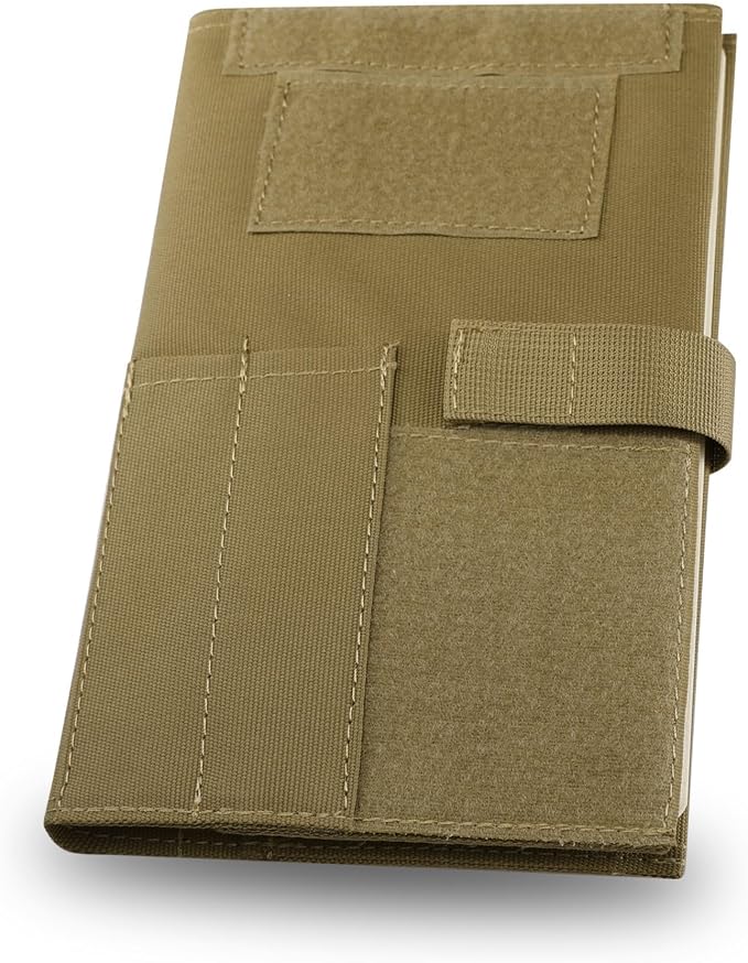 Kosibate Tactical Notebook Cover for 5.5 x 8 Military Log Book, Army Field Journal Cover Holder, OCP Pocket Notebook Holder, EDC Planner Organizer for Protecting Notes, Book(Tan)