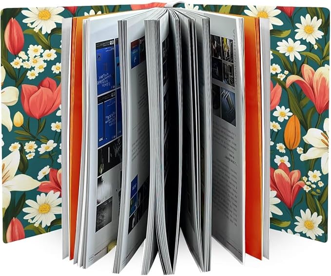 Dreaweet Lily Print Book Covers for Textbooks Paperback,Stretchable Jumbo Book Sleeves for Hardcover Books up to 9 x 11 Inches Reusable Washable Protective Textbook Covers