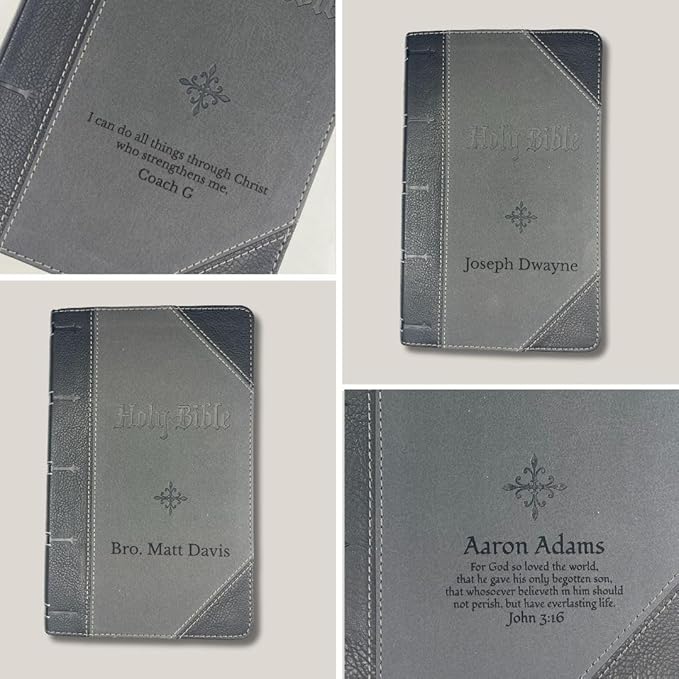 Personalized KJV Giant Print Bible King James Version Two-Tone Faux Leather Holy Bible with Custom Name Includes Up to 3 Rows of Text, Custom Gift for Christian & Religious Celebrations