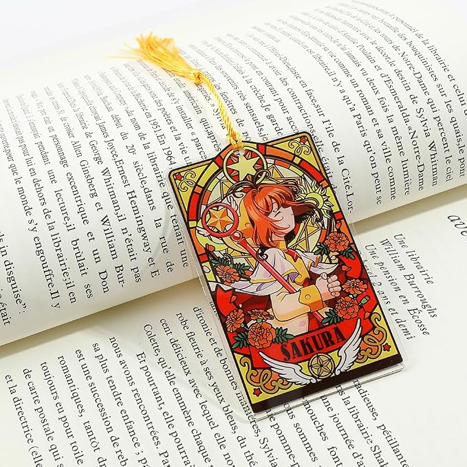 Anime Magic Cards Captor Sakura Bookmarks Set - Sweet Cartoon Cute Book Marks for Reading Women Men Anime Fans, Book Accessories Collection Decor Hangings Gifts (Acrylic Style 8)