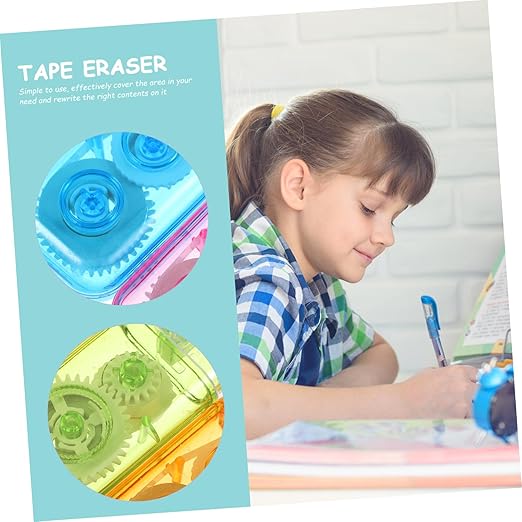 KALLORY 6Pcs Portable Correction Tape for Students Cute Rainbow Design Easy to Use Adhesive Correction Tapes for Classroom Supplies for Writing and Document Corrections